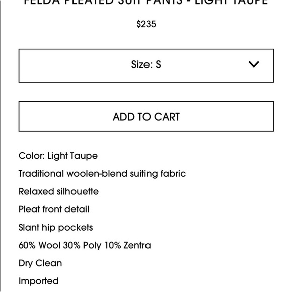 NWOT Frankie shop Felda pleated suit pants - Picture 4 of 7